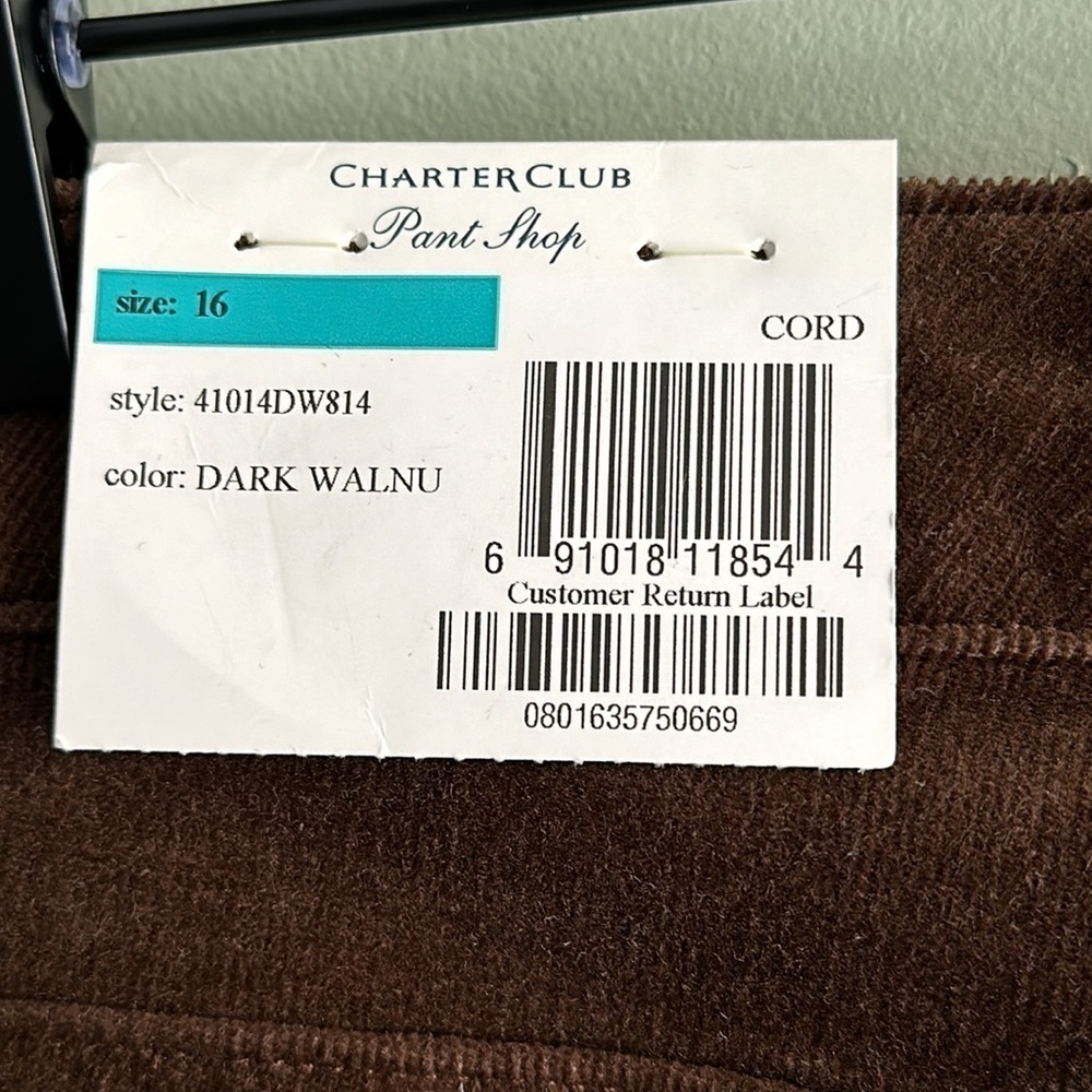 NWT Tummy Slimming Corduroy Slimming Panels Relaxed Walnut Brown Charter Club 16 - Picture 5 of 8